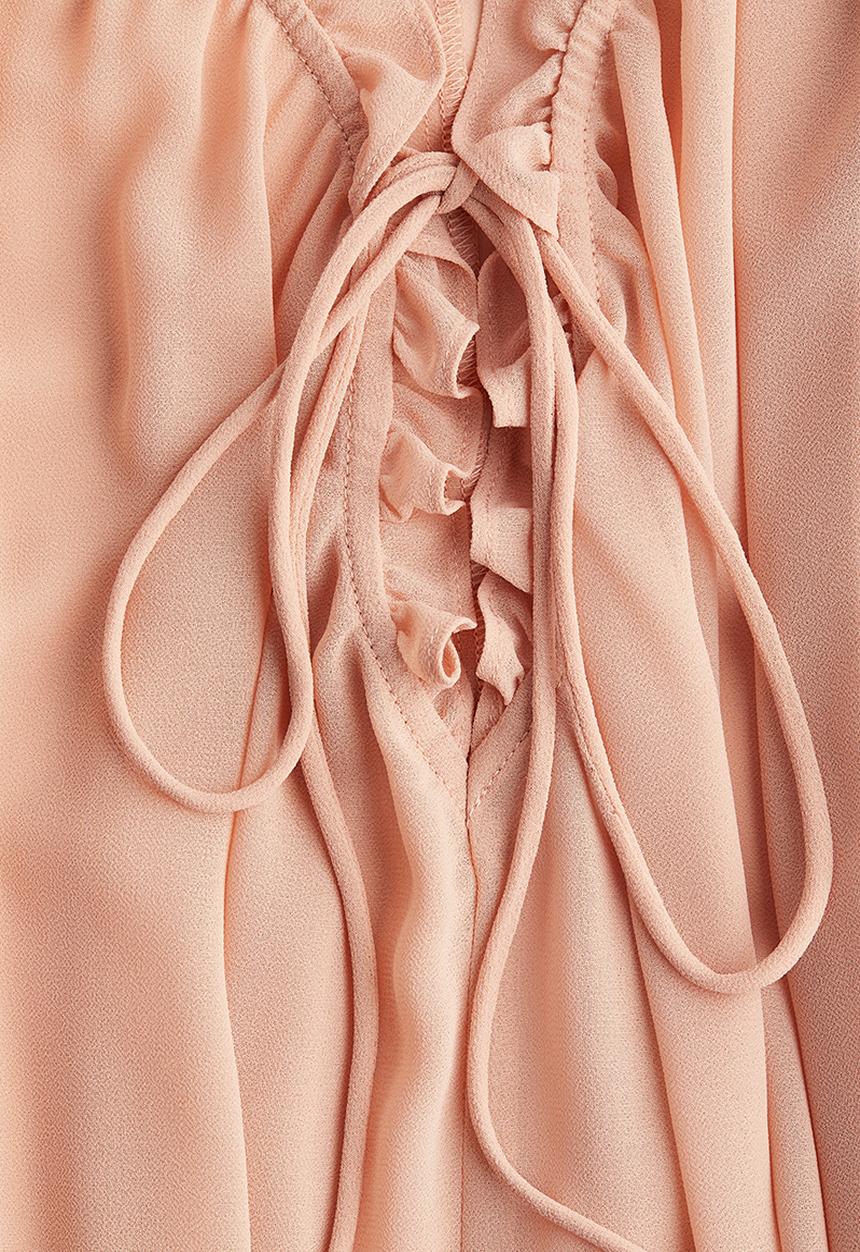 H&M - Cold-shoulder chiffon blouse - powder pink 