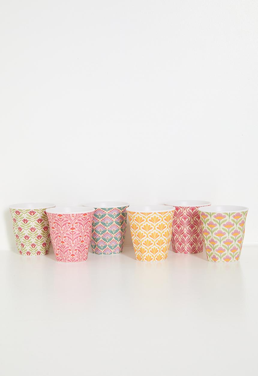H&S - Flora melamine cups set of 6 - multi