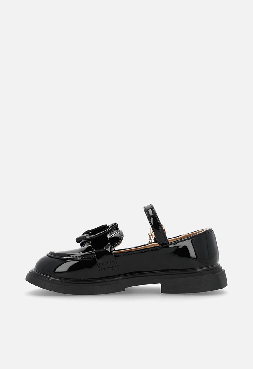 Pop Candy - Mary Janes with bow and studded butterfly detail - black