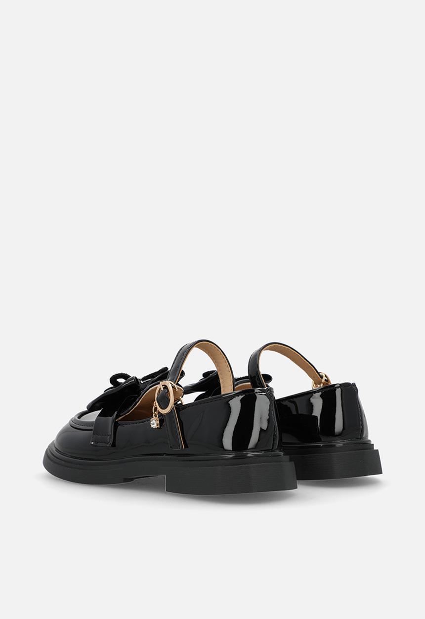 Pop Candy - Mary Janes with bow and studded butterfly detail - black