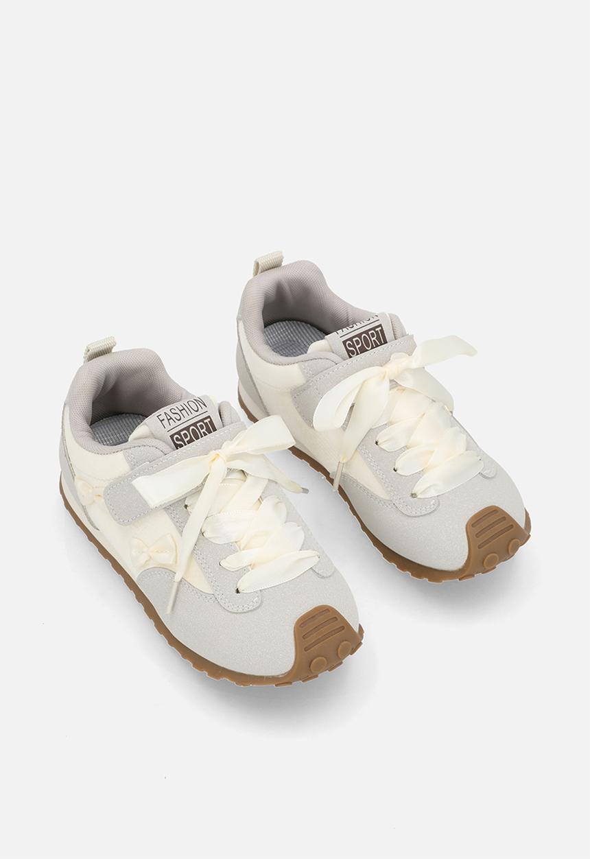 Pop Candy - Silk ribbon sneakers with mini bows - light grey/cream