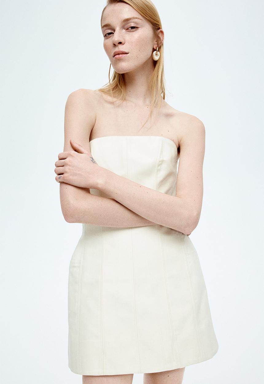 H&M - Exaggerated-hip mini dress - white