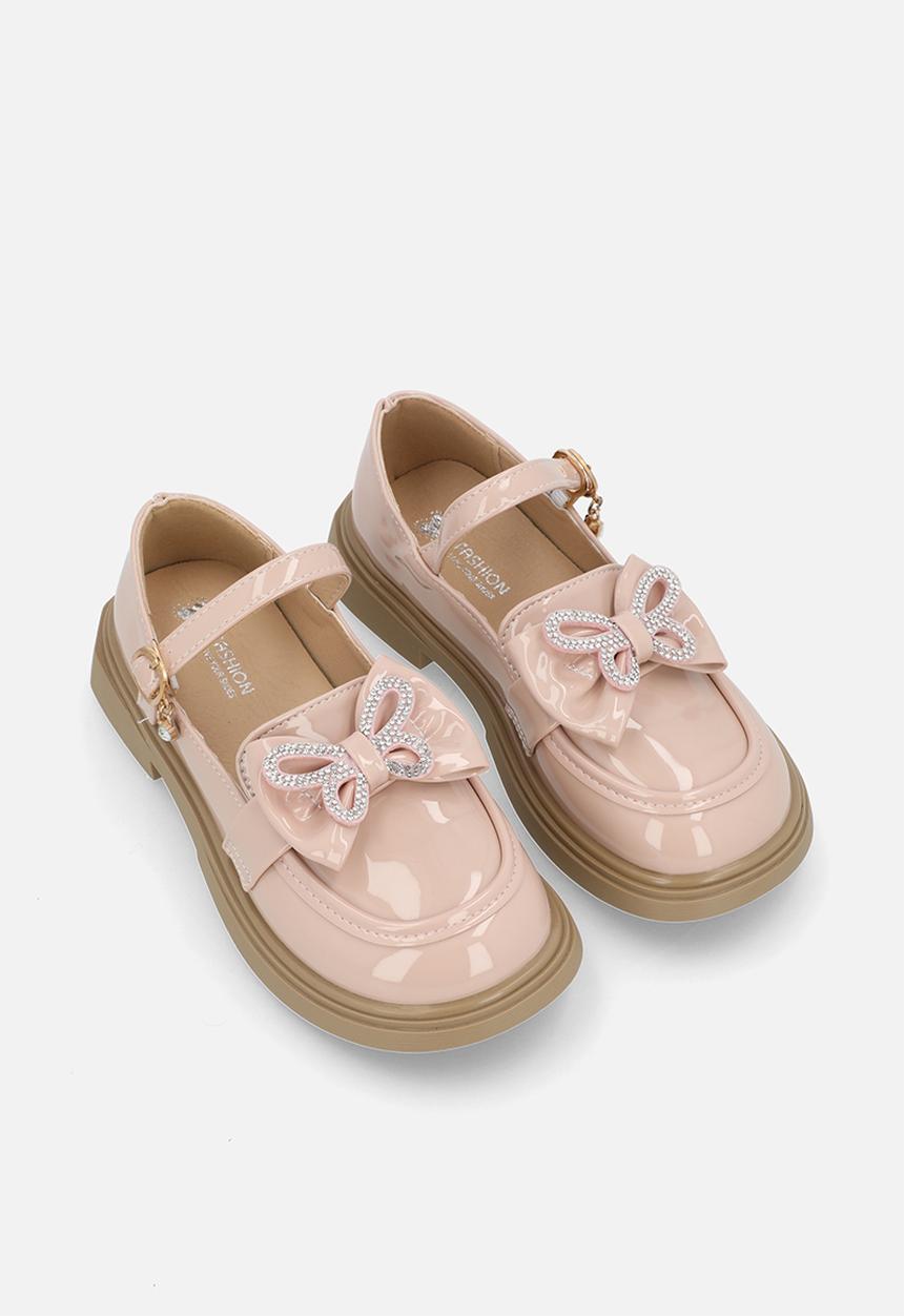 Pop Candy - Mary Janes with bow and studded butterfly detail - pink