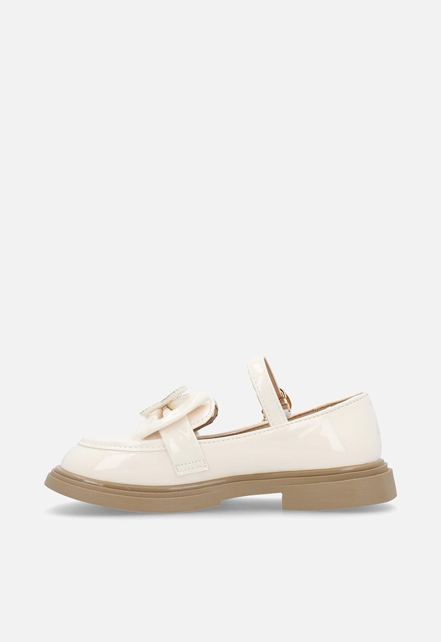 Pop Candy - Mary Janes with bow and studded butterfly detail - cream