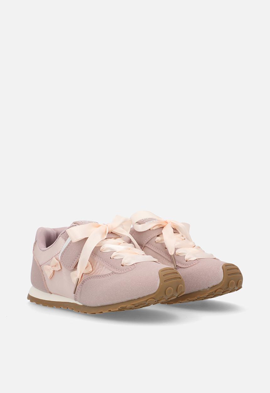 Pop Candy - Silk ribbon sneakers with mini bows - mauve/pink peach