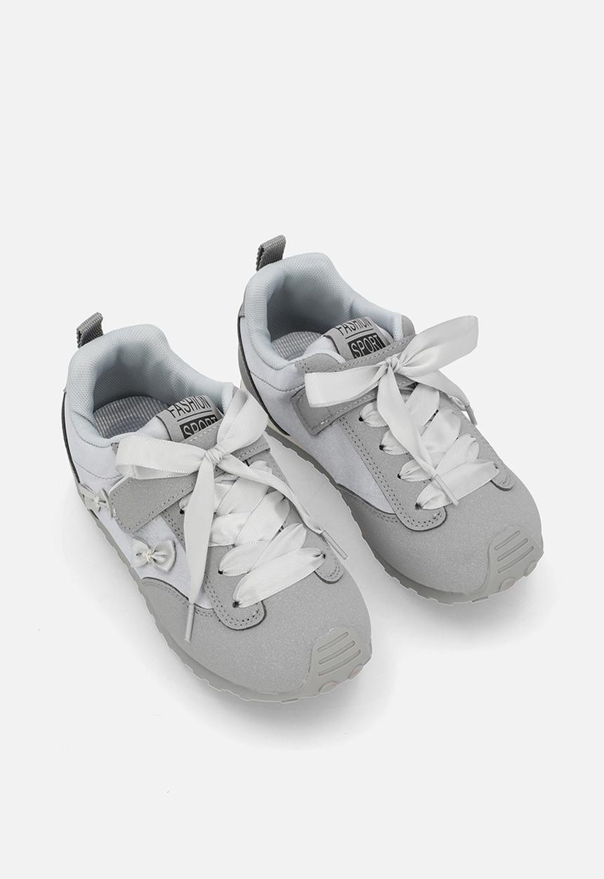 Pop Candy - Silk ribbon sneakers with mini bows - grey/silver