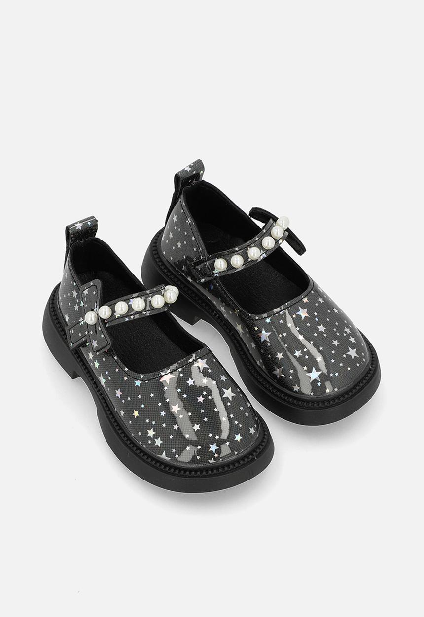 Pop Candy - Glossy Mary Janes - black/stars aop