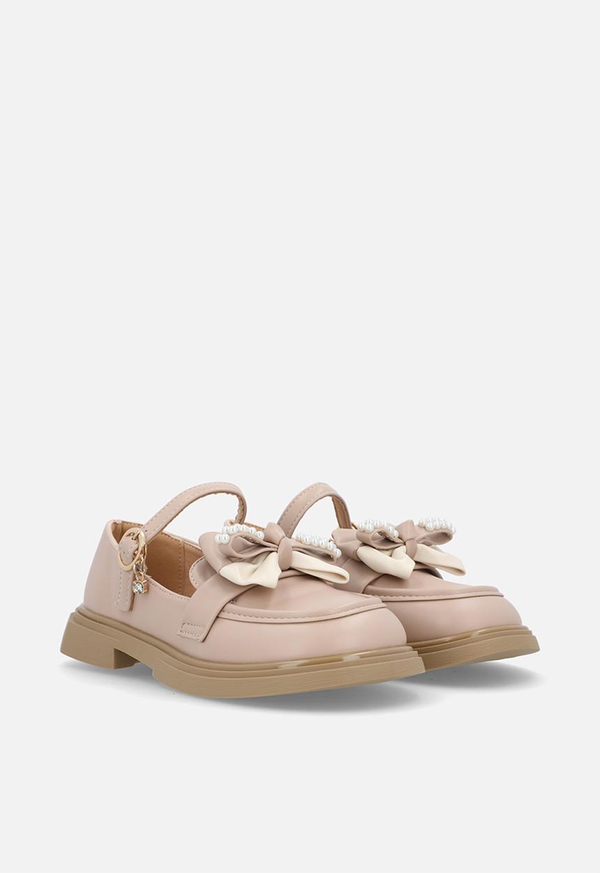Pop Candy - Mary jane loafer with two-tone bow - dusty pink