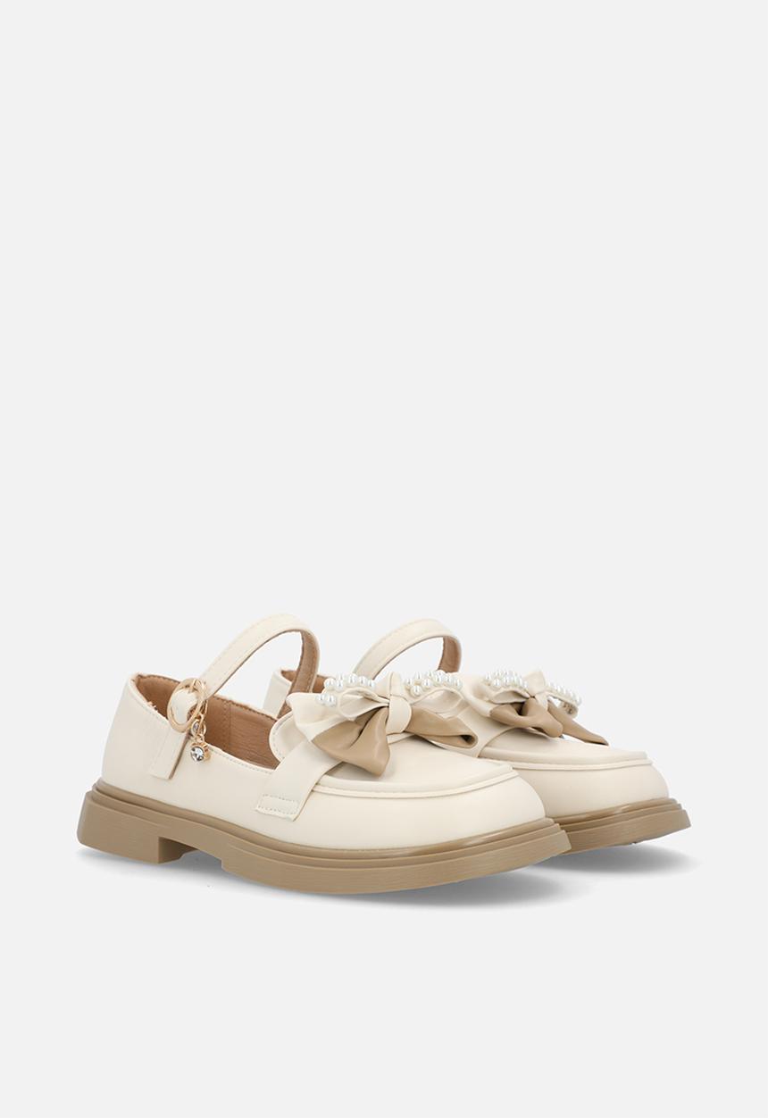 Pop Candy - Mary jane loafer with two-tone bow - cream/beige
