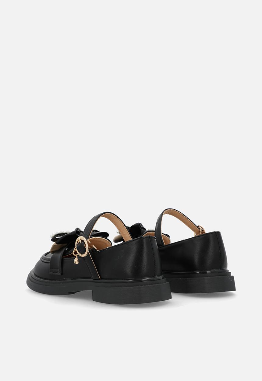 Pop Candy - Mary jane loafer with two-tone bow - black/beige
