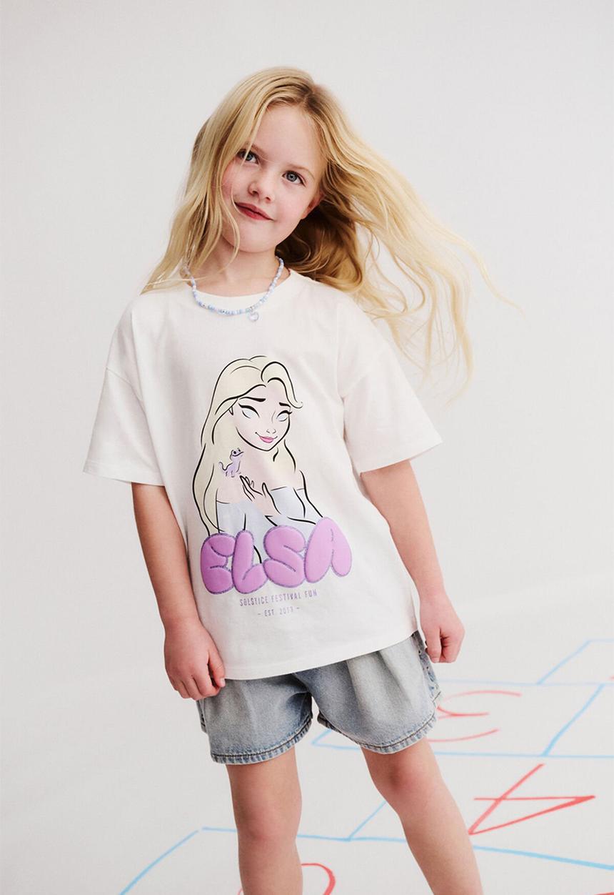 Cotton On - License drop shoulder short sleeve tee - lcn dis elsa/vanilla
