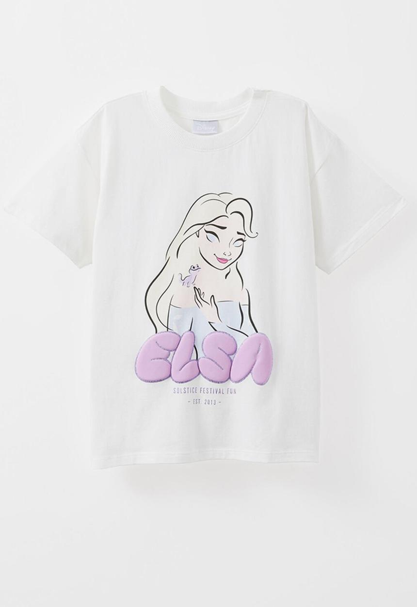 Cotton On - License drop shoulder short sleeve tee - lcn dis elsa/vanilla