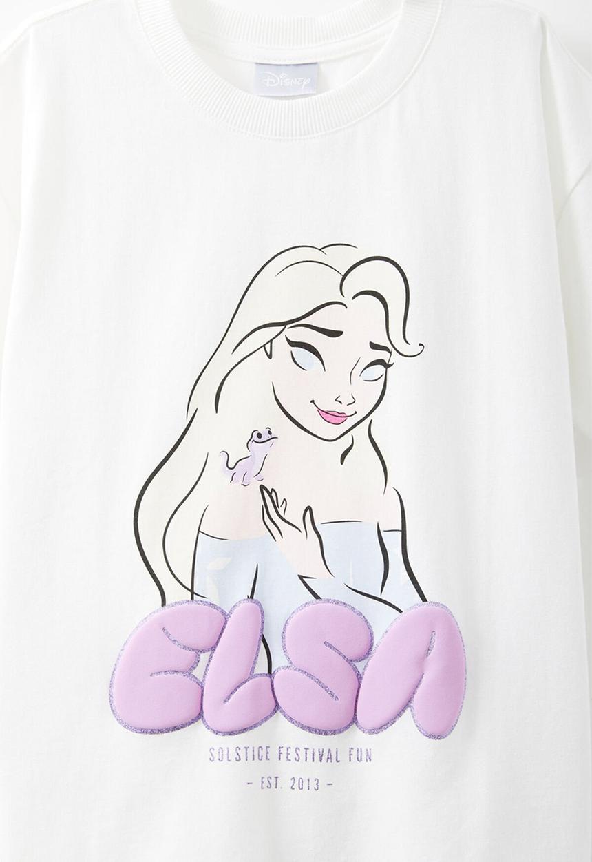 Cotton On - License drop shoulder short sleeve tee - lcn dis elsa/vanilla