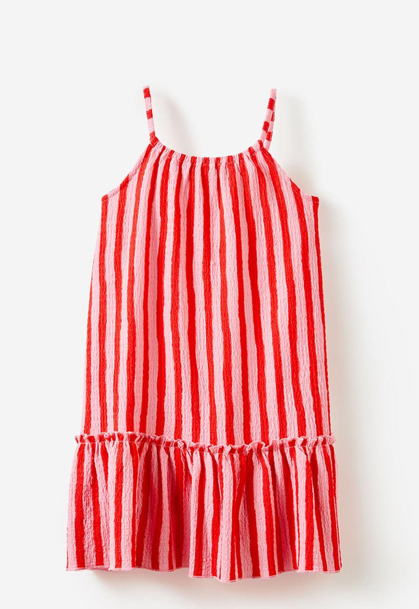 Cotton On - Hallie tiered dress - varsity red/marshmallow stripe