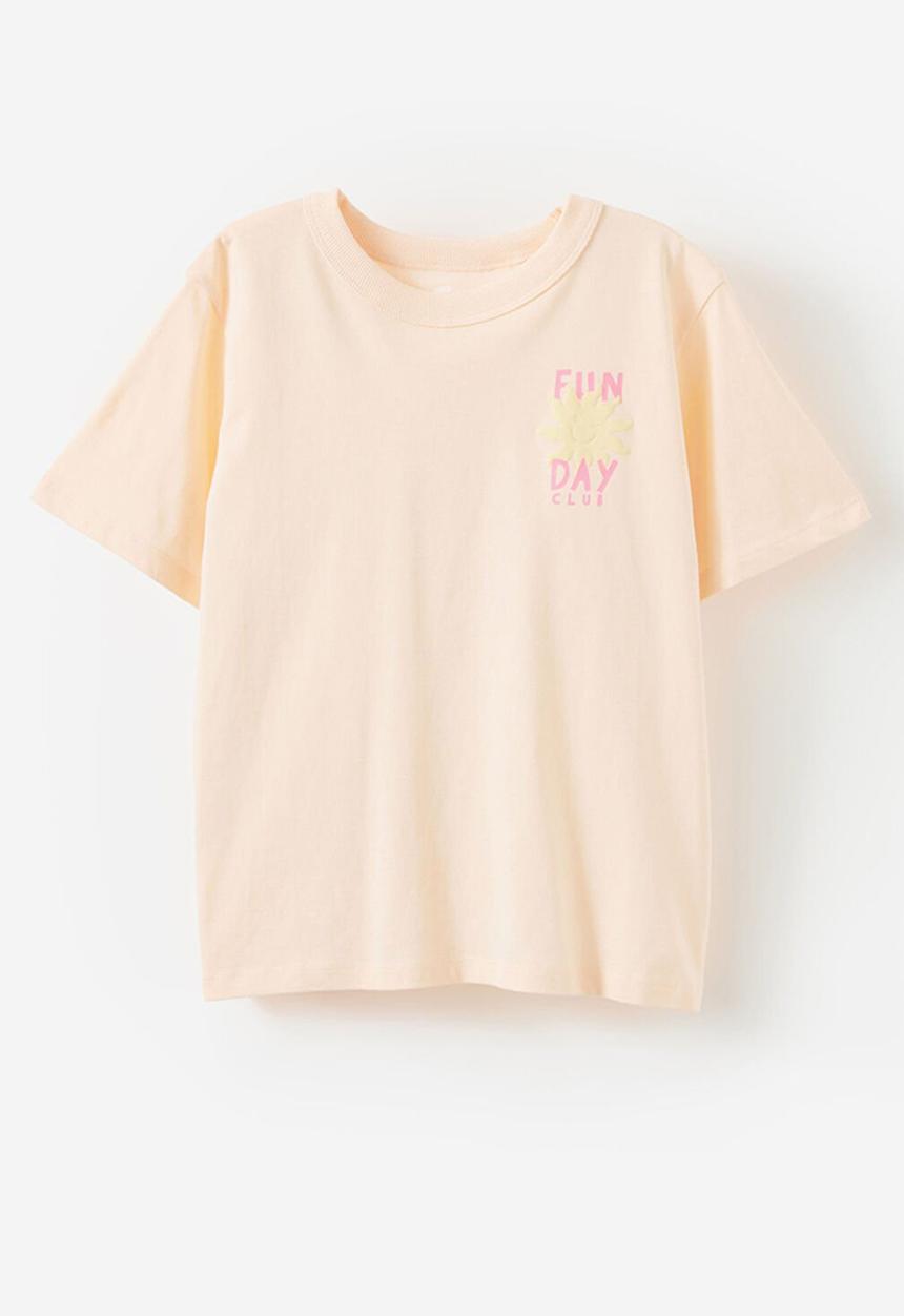 Cotton On - Poppy oversize graphic print tee - pale peach/fun day club