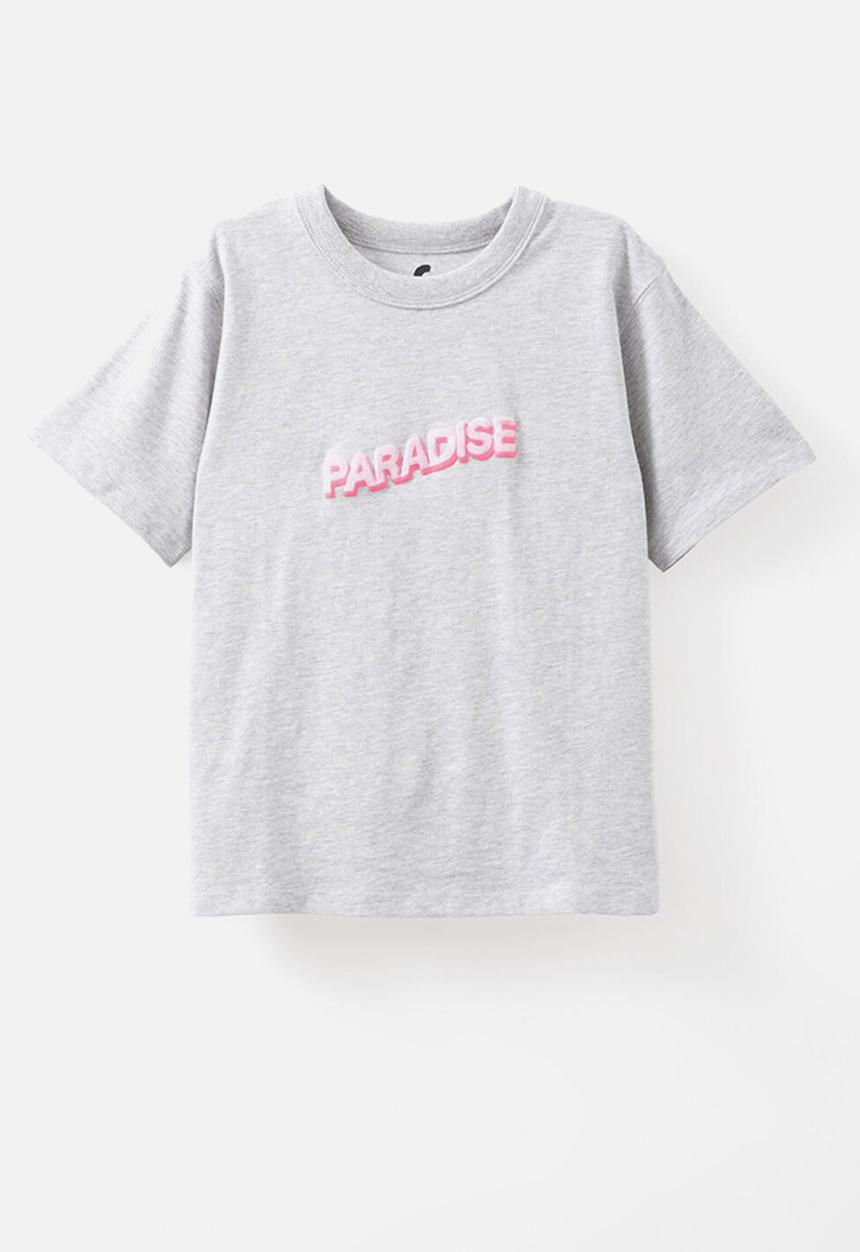 Cotton On - Poppy oversize graphic print tee - grey marle/paradise