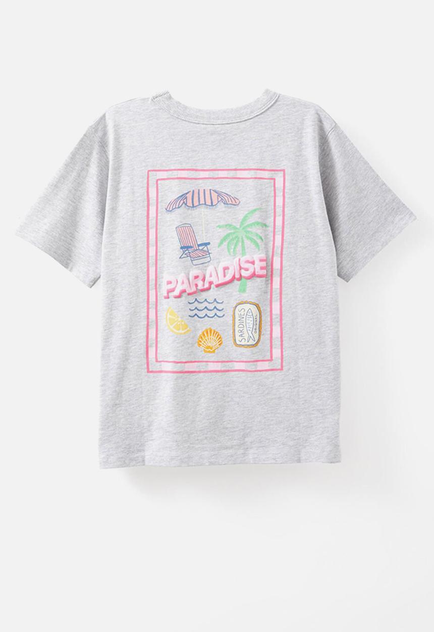 Cotton On - Poppy oversize graphic print tee - grey marle/paradise