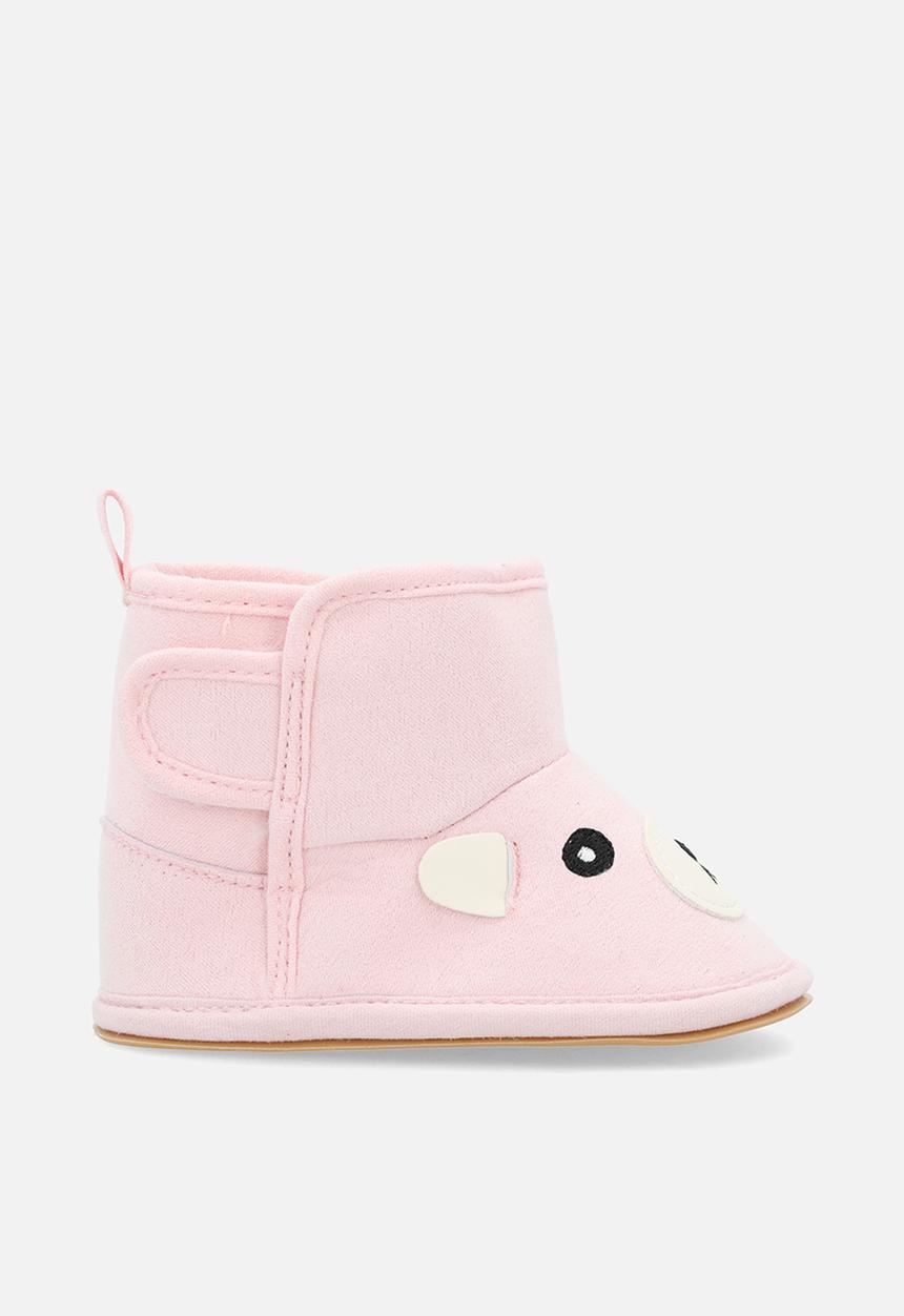 Pop Candy - Bear face ankle length slipper boots - pink