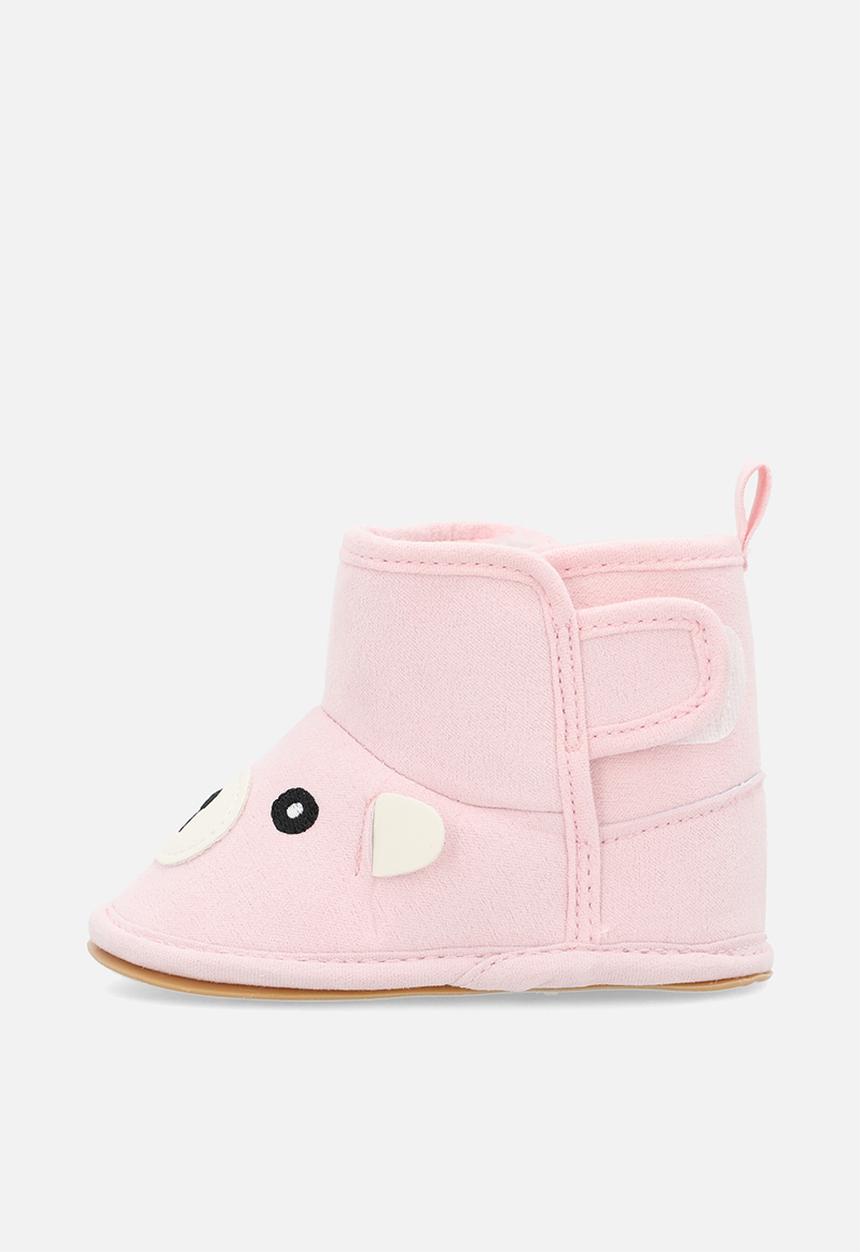 Pop Candy - Bear face ankle length slipper boots - pink