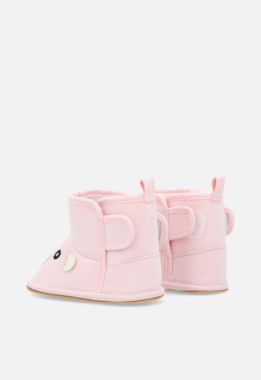 Pop Candy - Bear face ankle length slipper boots - pink