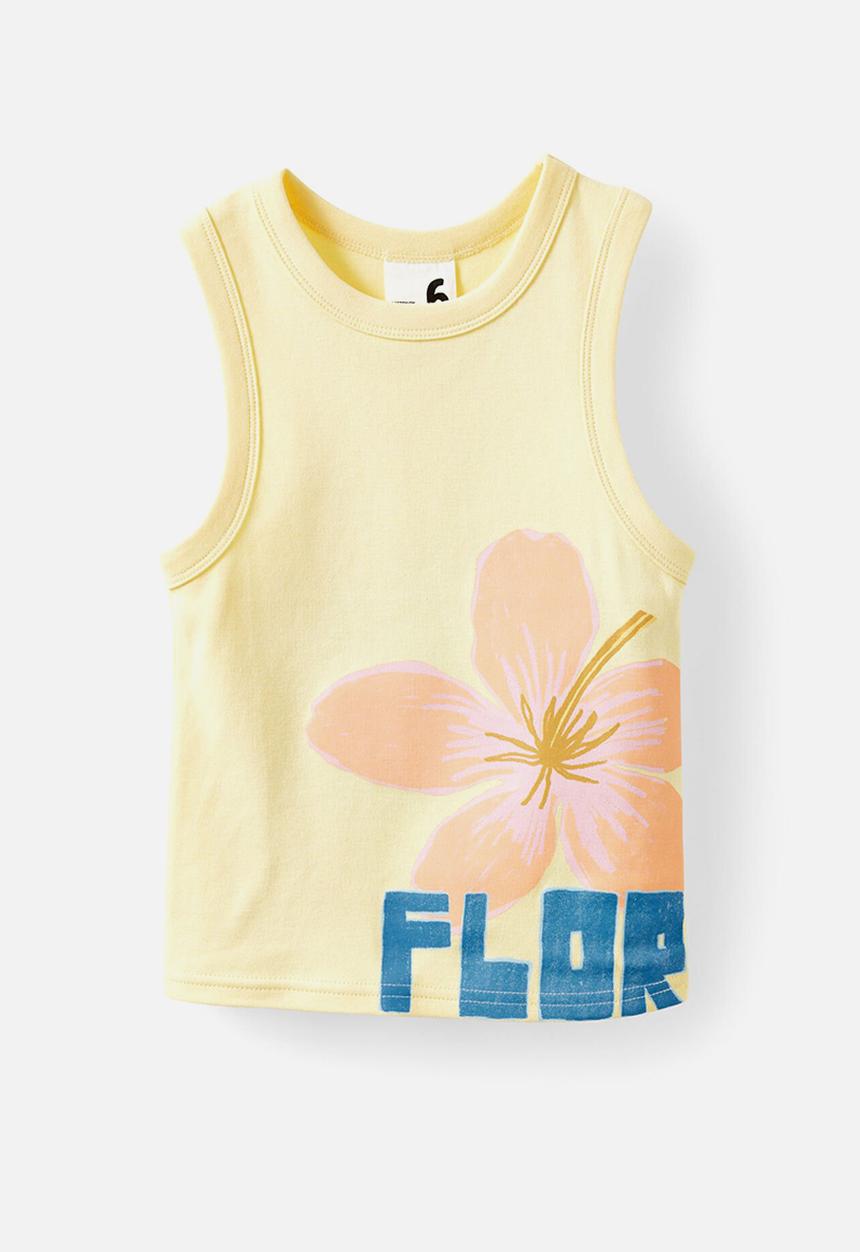 Cotton On - Angela tank - baby yellow/flor
