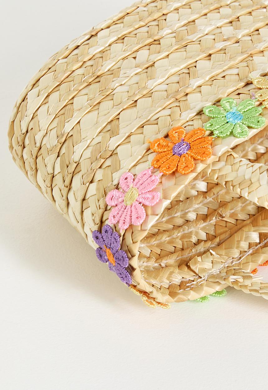 Pop Candy - Woven tote bag with flower chain feature - natural/multi