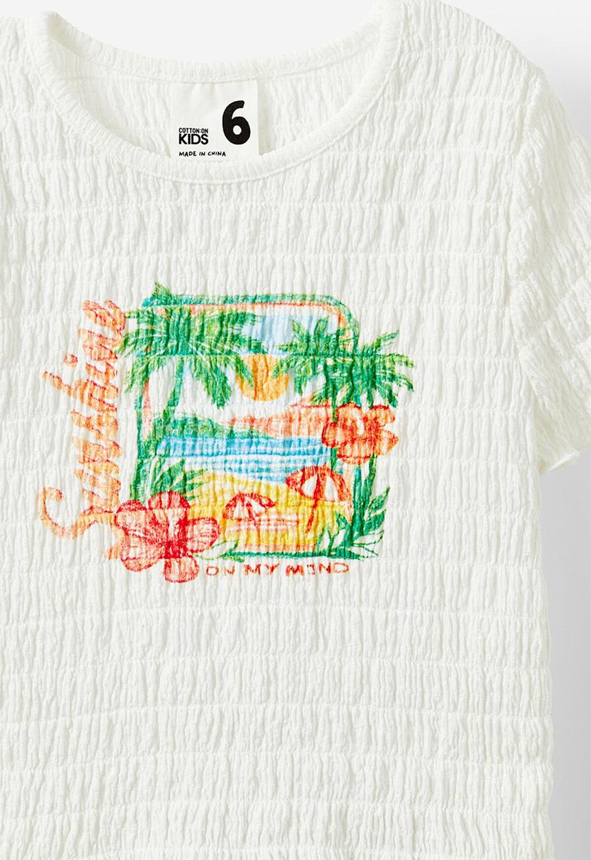 Cotton On - Sophia bubble short sleeve tee - vanilla/sunshine