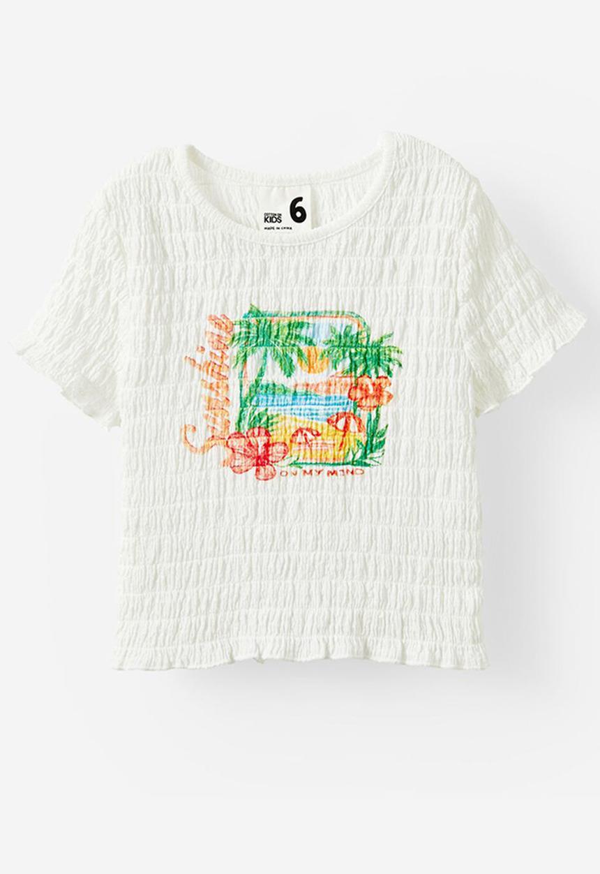 Cotton On - Sophia bubble short sleeve tee - vanilla/sunshine