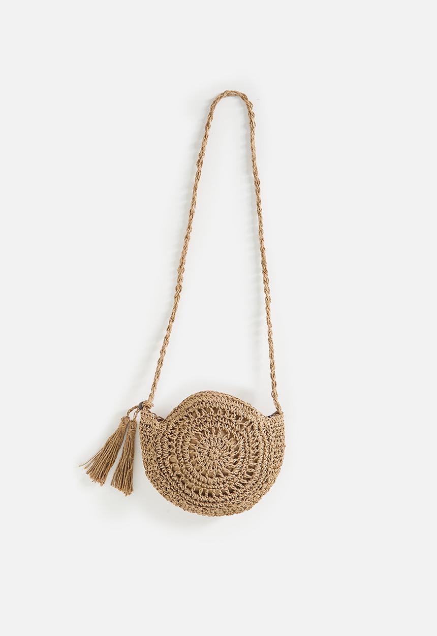 Pop Candy - Straw canteen bag with tassels - neutral