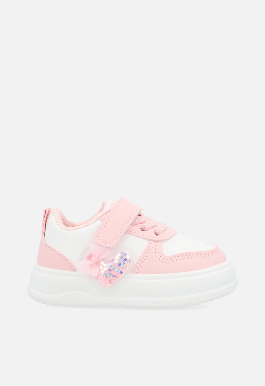 Pop Candy - Sneaker with sequin-filled resin heart - pink/white