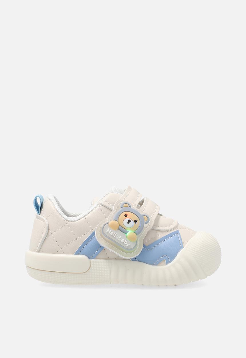Pop Candy - Quilted sneaker with bear trimming - seashell/cream/blue