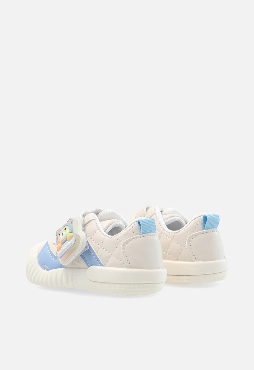 Pop Candy - Quilted sneaker with bear trimming - seashell/cream/blue