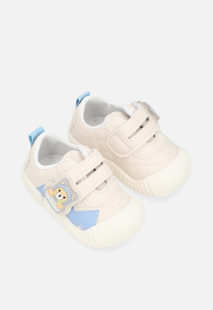 Pop Candy - Quilted sneaker with bear trimming - seashell/cream/blue