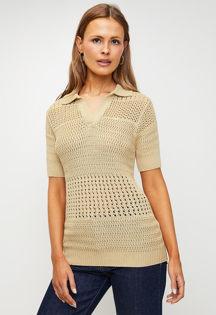 POLO - Chelsea ss knitted golfer - stone