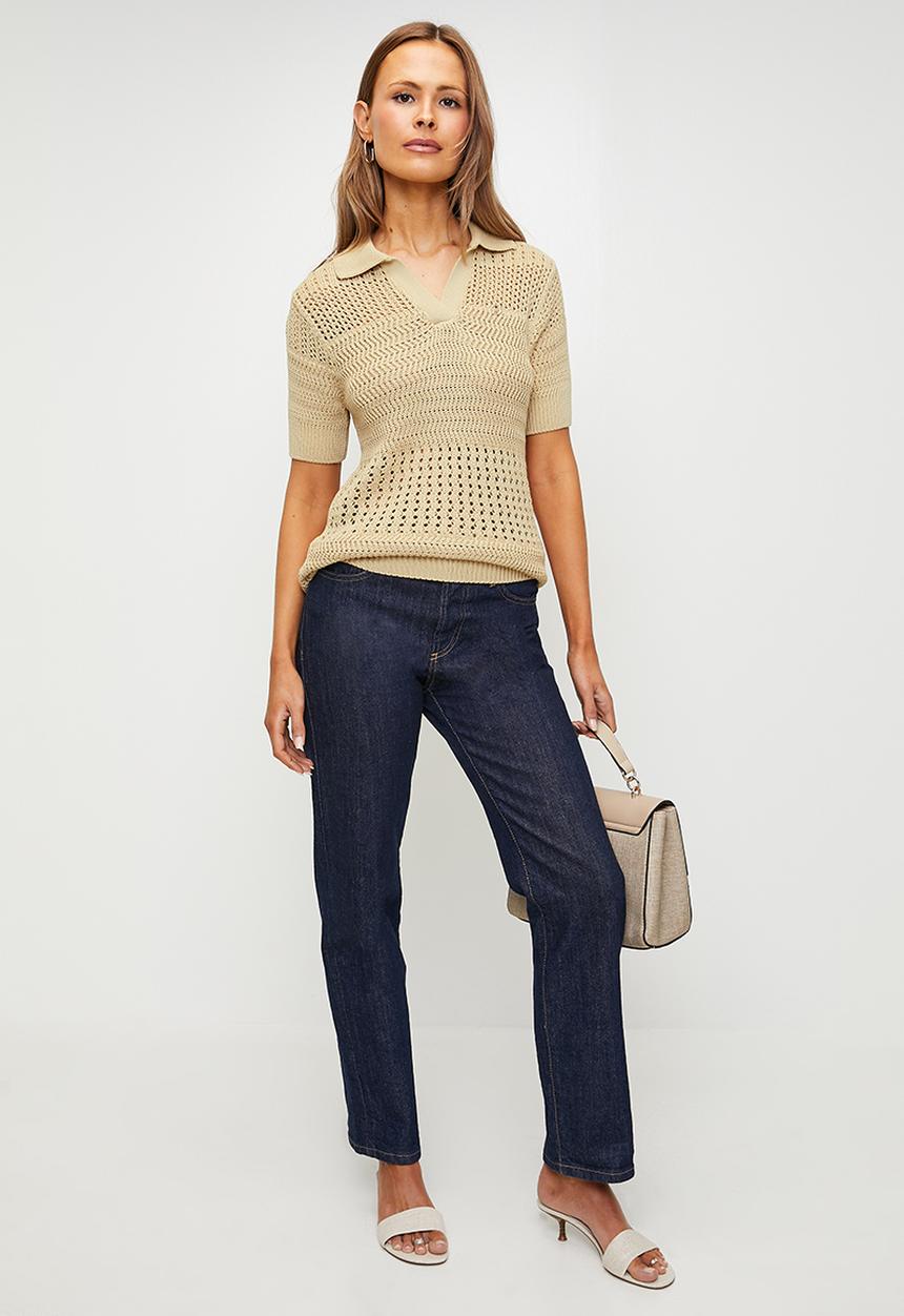 POLO - Chelsea ss knitted golfer - stone