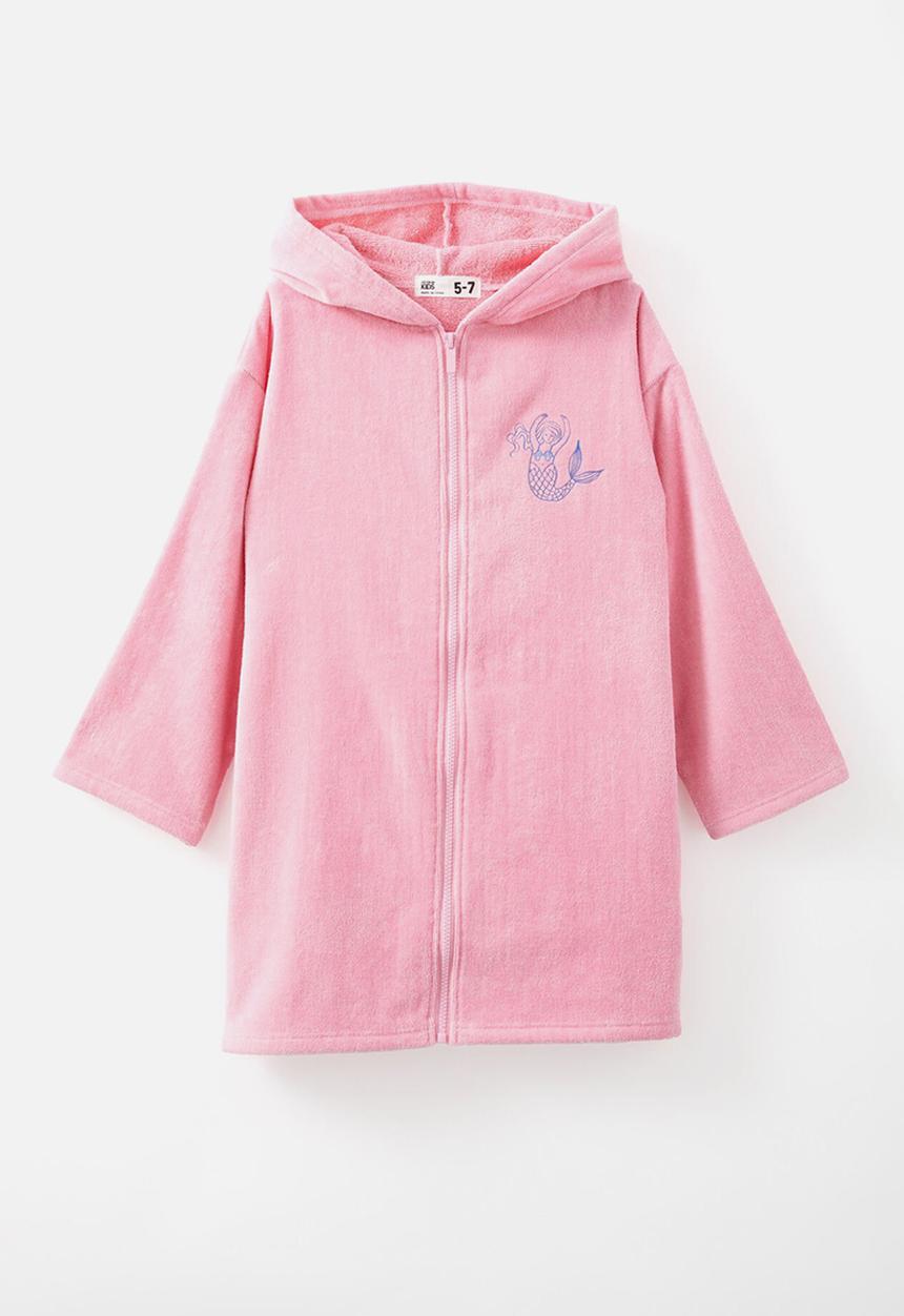 Cotton On - Kids zip thru hooded towel - marshmallow/hotel sirena