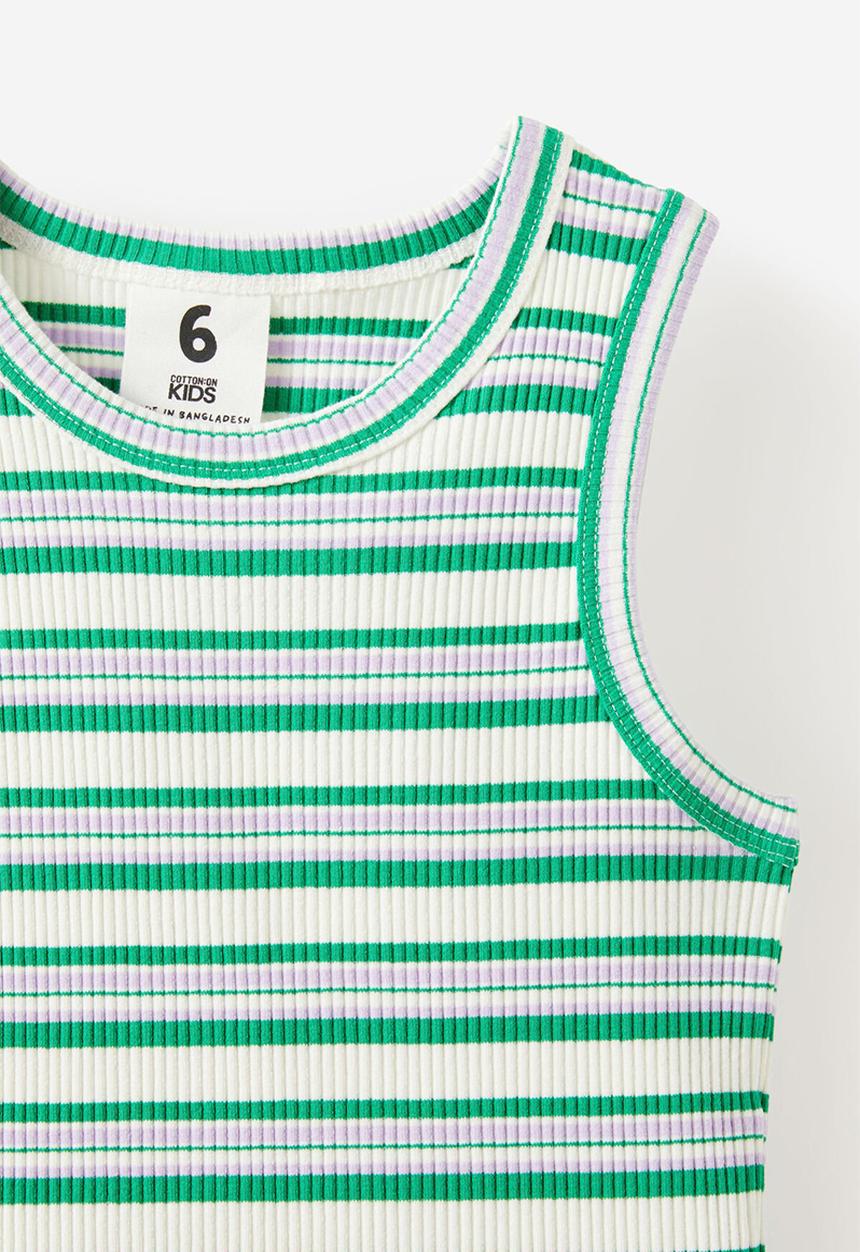 Cotton On - Eleanor tank - vintage lilac/island green stripe