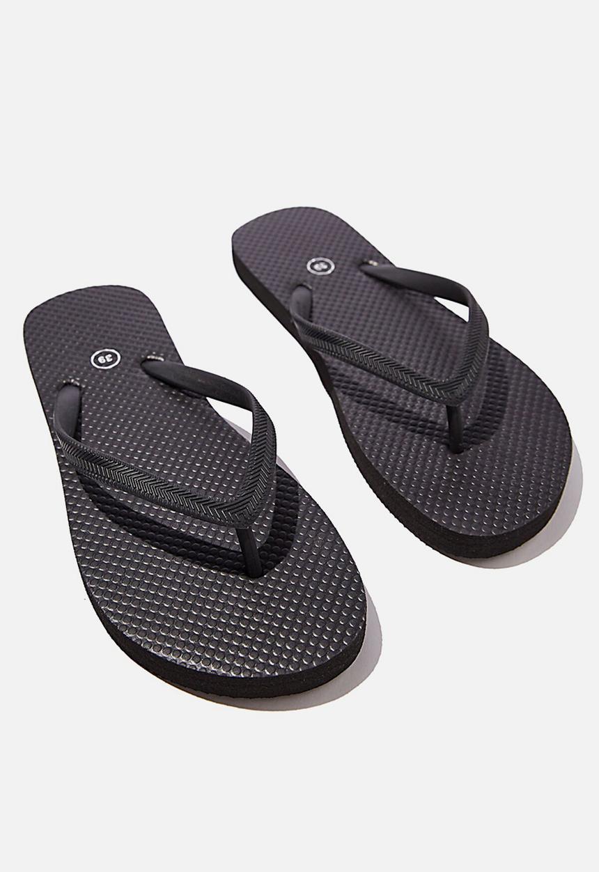 Cotton On - Round toe flip flop - black