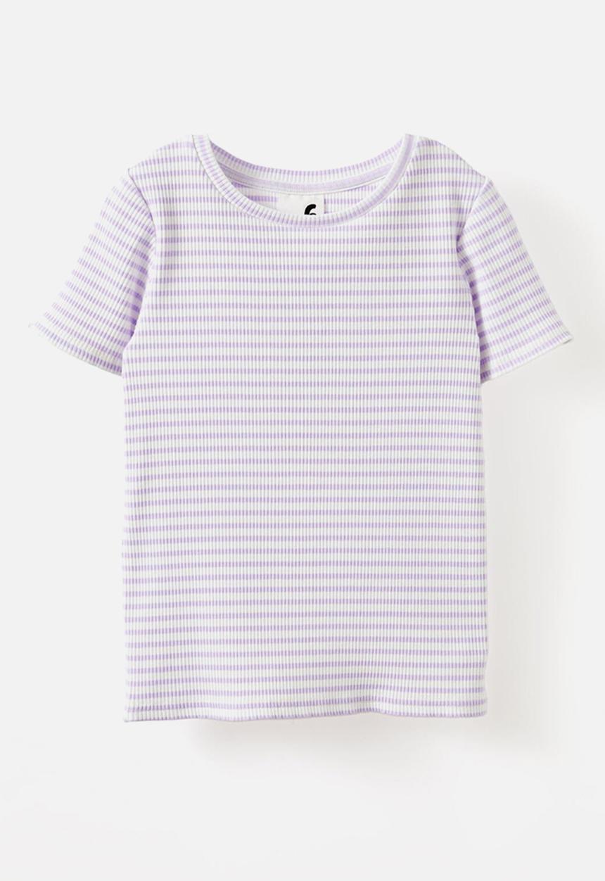 Cotton On - Raya baby tee - vintage lilac/vanilla stripe