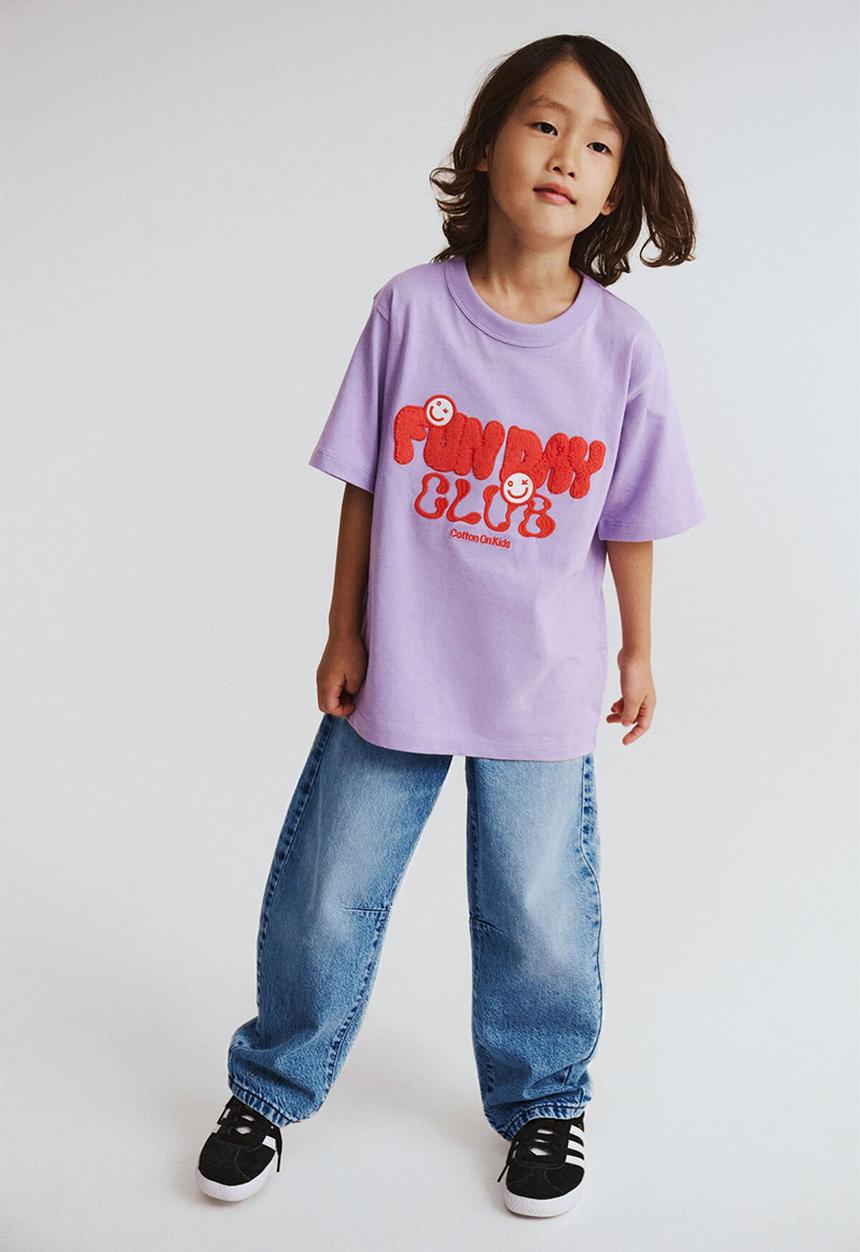 Cotton On - Unisex barrel leg denim jean - blue haven mid blue