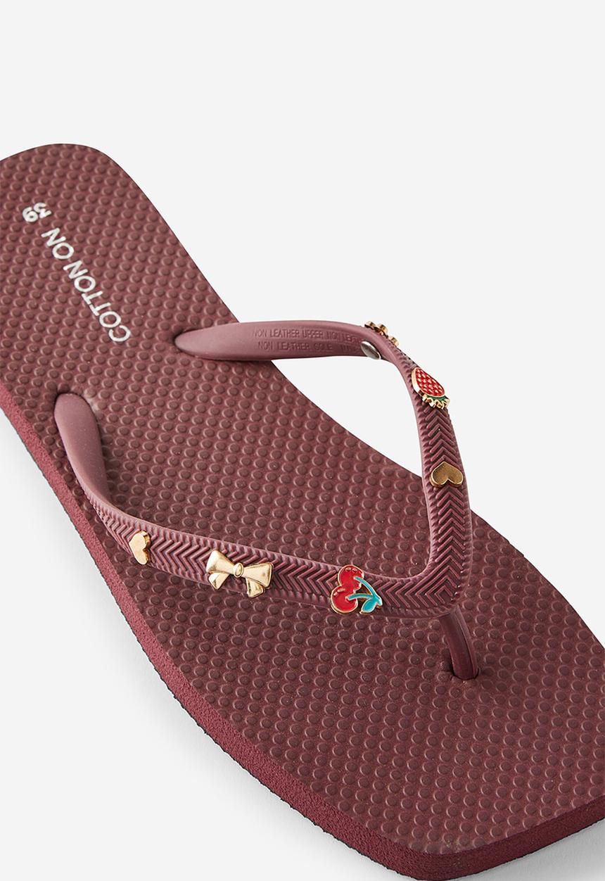 Cotton On - Charm flip flop - burgundy
