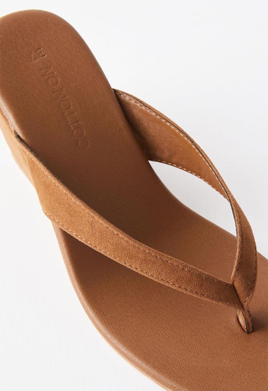 Cotton On - Eve flip flop wedge - tan micro
