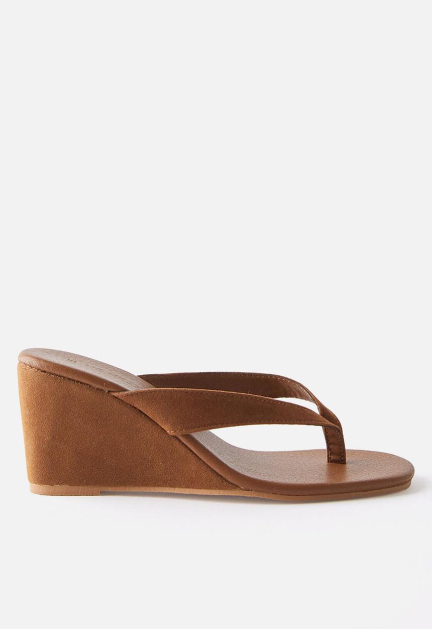Cotton On - Eve flip flop wedge - tan micro