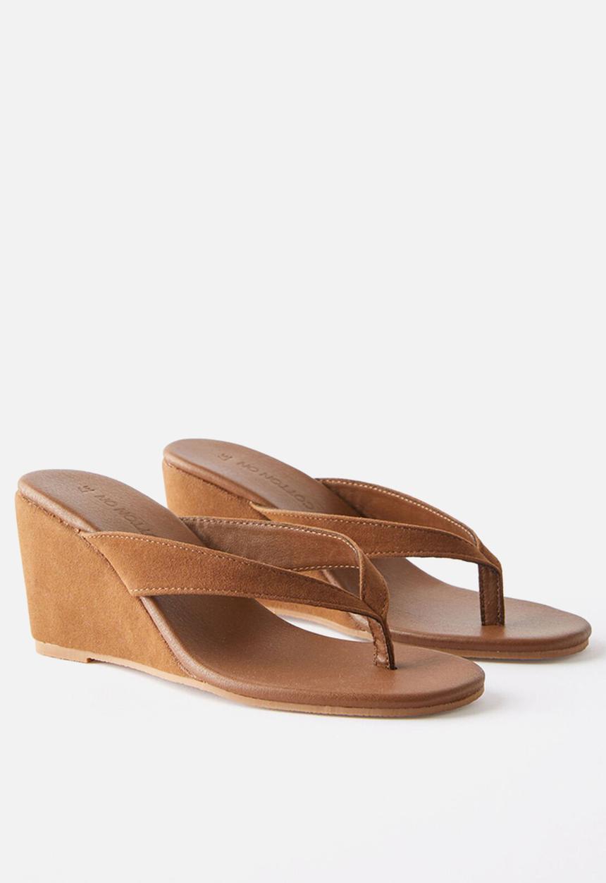 Cotton On - Eve flip flop wedge - tan micro