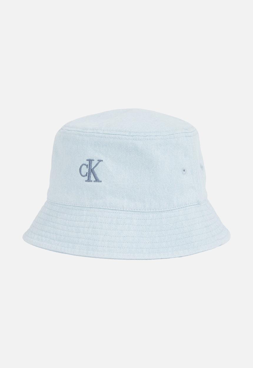 Calvin Klein - Embro monogram denim bucket hat- light washed denim