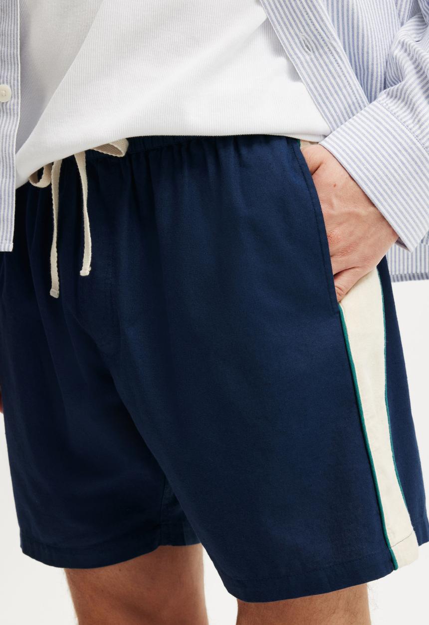 Cotton On - Easy Short - Navy/Bone Side Stripe