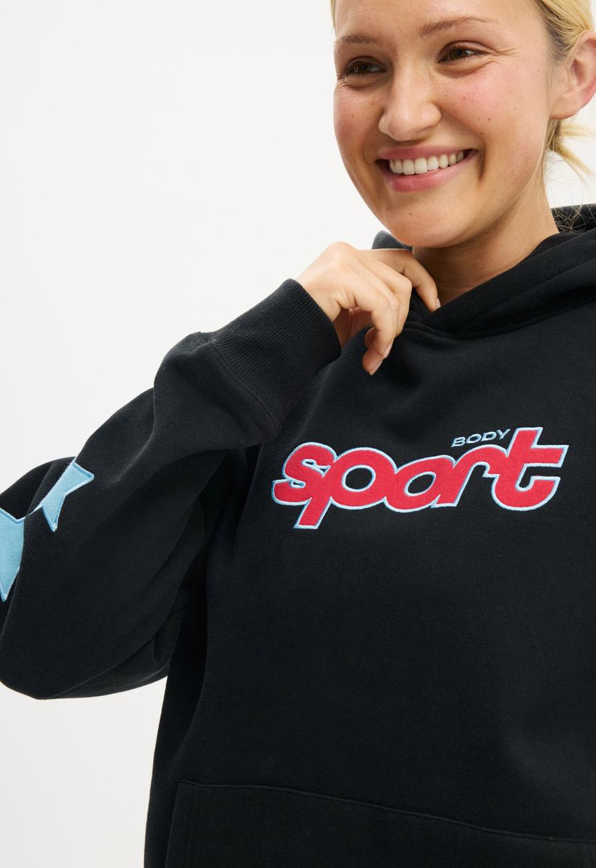 Cotton On - Plush Premium Graphic Hoodie - Black/Retro