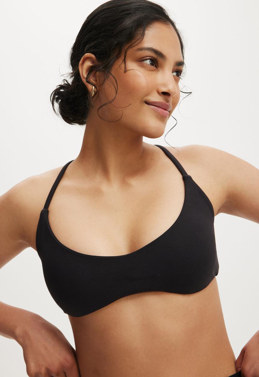 Cotton On - Ultra Soft Minimal Strappy Crop - Black