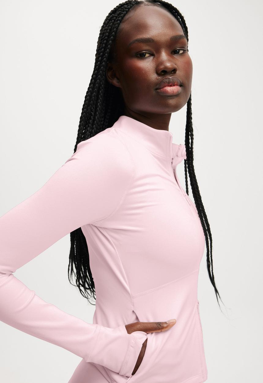 Cotton On - Active Core Zip Through Long Sleeve - Cherry Dream