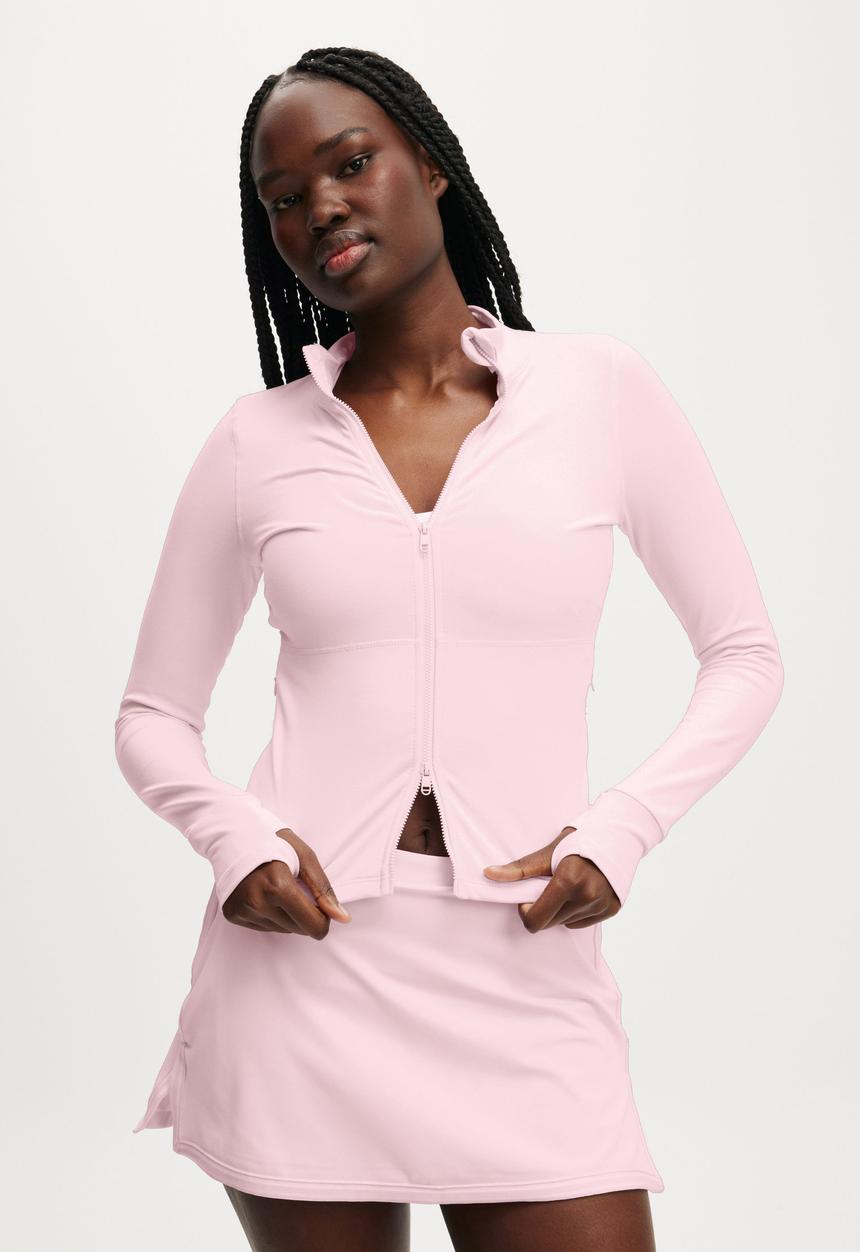 Cotton On - Active Core Zip Through Long Sleeve - Cherry Dream